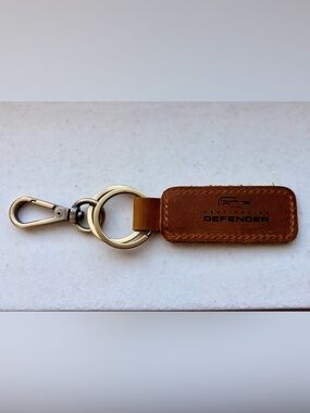 Destination Defender JLR Keychain Brown Leather Keychain with Double Ring